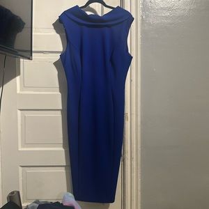 Royal blue elegant collar dress